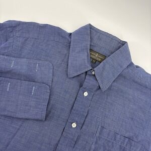 Robert Talbott Mens Shirt 16/33 Blue Long Sleeve Button Up French Cuff Shirt